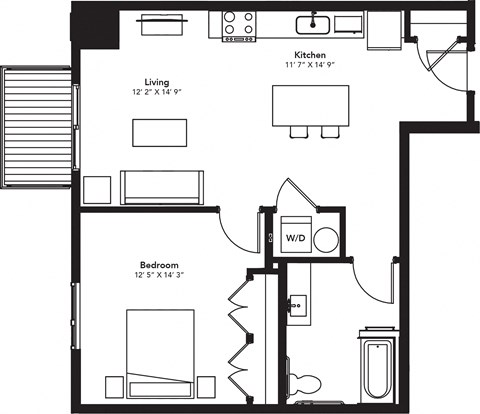 a floor plan of a house with a bedroom and a living room